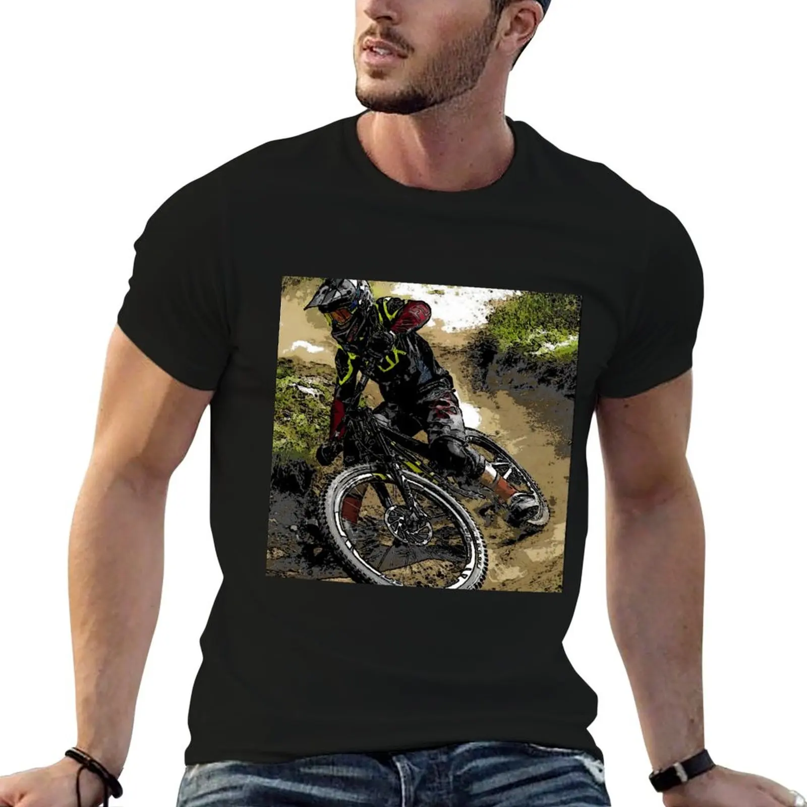 

cartoon downhill T-Shirt cotton t shirt pack t shirts for man slim fit men t shirt cotton 100% T-shirt