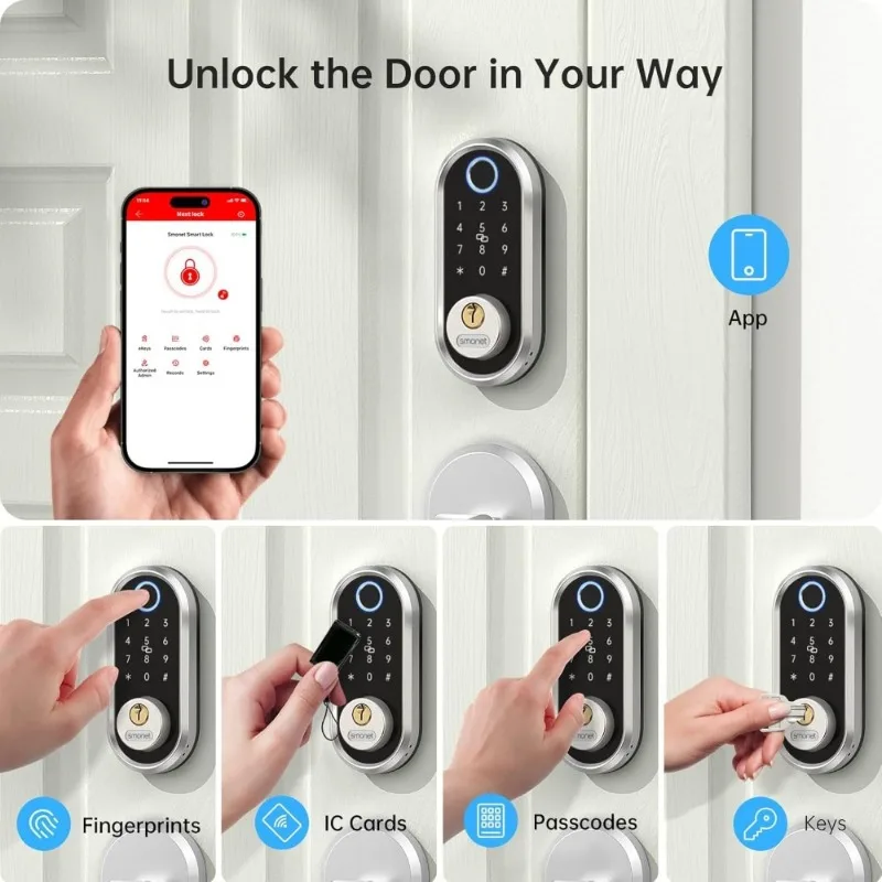 Smart Deadbolt, SMONET Fingerprint Electronic Deadbolt Door Lock with Keypad-Bluetooth Keyless Entry Keypad Smart Deadbolt