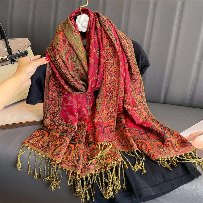 

Luxury Brand Autumn Cashmere Pashmina Shawl Lady Wrap Warm Winter Scarves Design Print Female Foulard Cotton Stoles Scarf 2023