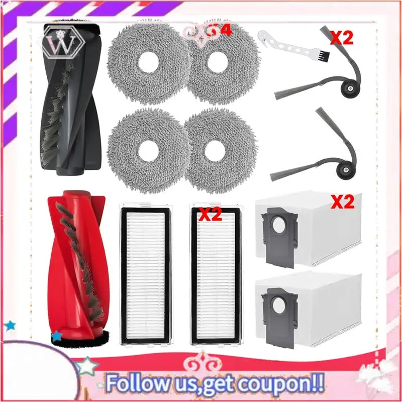 

A50F-For Roborock Qrevo Curv Vacuum Cleaner Replacement Parts Main Side Brush Hepa Filter Mop Cloth Dust Bags