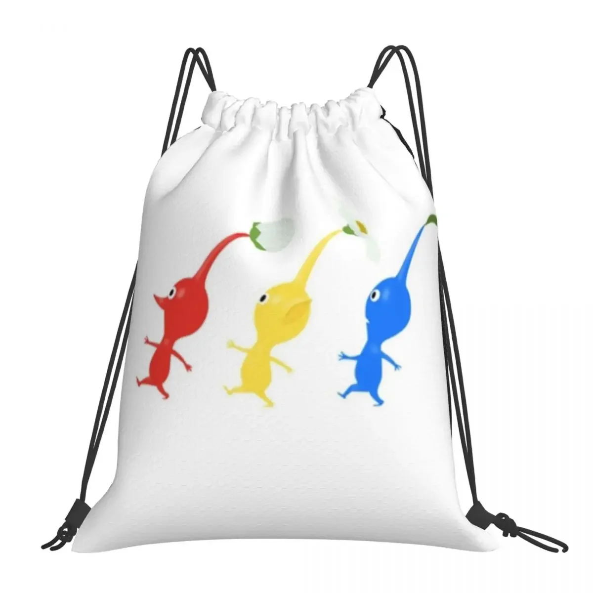 3 Pikmin Running (on Grey) Backpacks Portable Drawstring Bags Drawstring Bundle Pocket Sports Bag BookBag For Man Woman Students