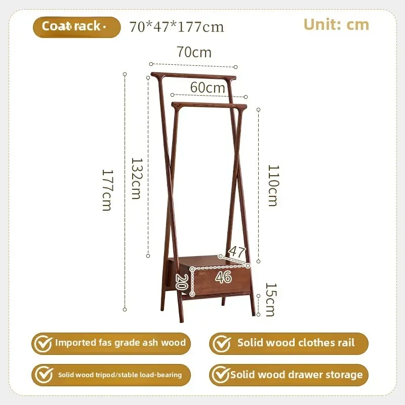 

Medieval solid wood hanger household bedroom integrated coat rack