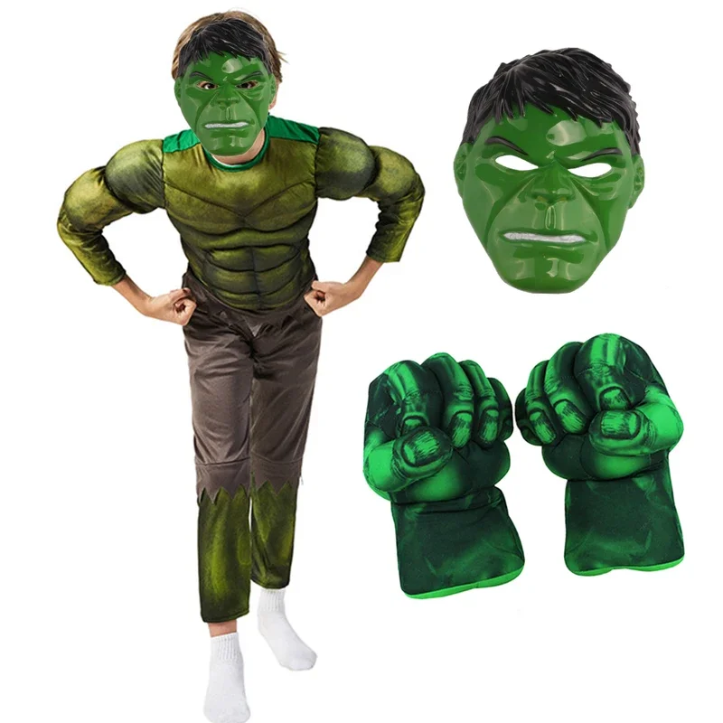 Incredibile Hulk MARVEL Costume Cosplay da supereroe per adulti Bambini Ragazzi Fantasia Gioco di ruolo Vestiti forti con maschera Guanti da pugno ^ 0 * l