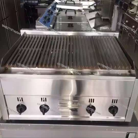 Stainless steel smokeless gas charcoal grill volcanic rock grill restaurant promotion
