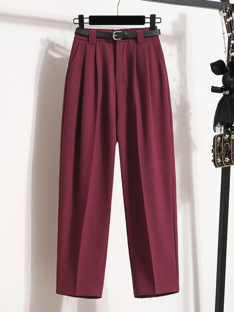 حجم كبير السراويل للنساء 2025 الوافدين الجدد عالية الخصر مستقيم دعوى السراويل النساء الكورية نمط عادية المتضخم بنطلون