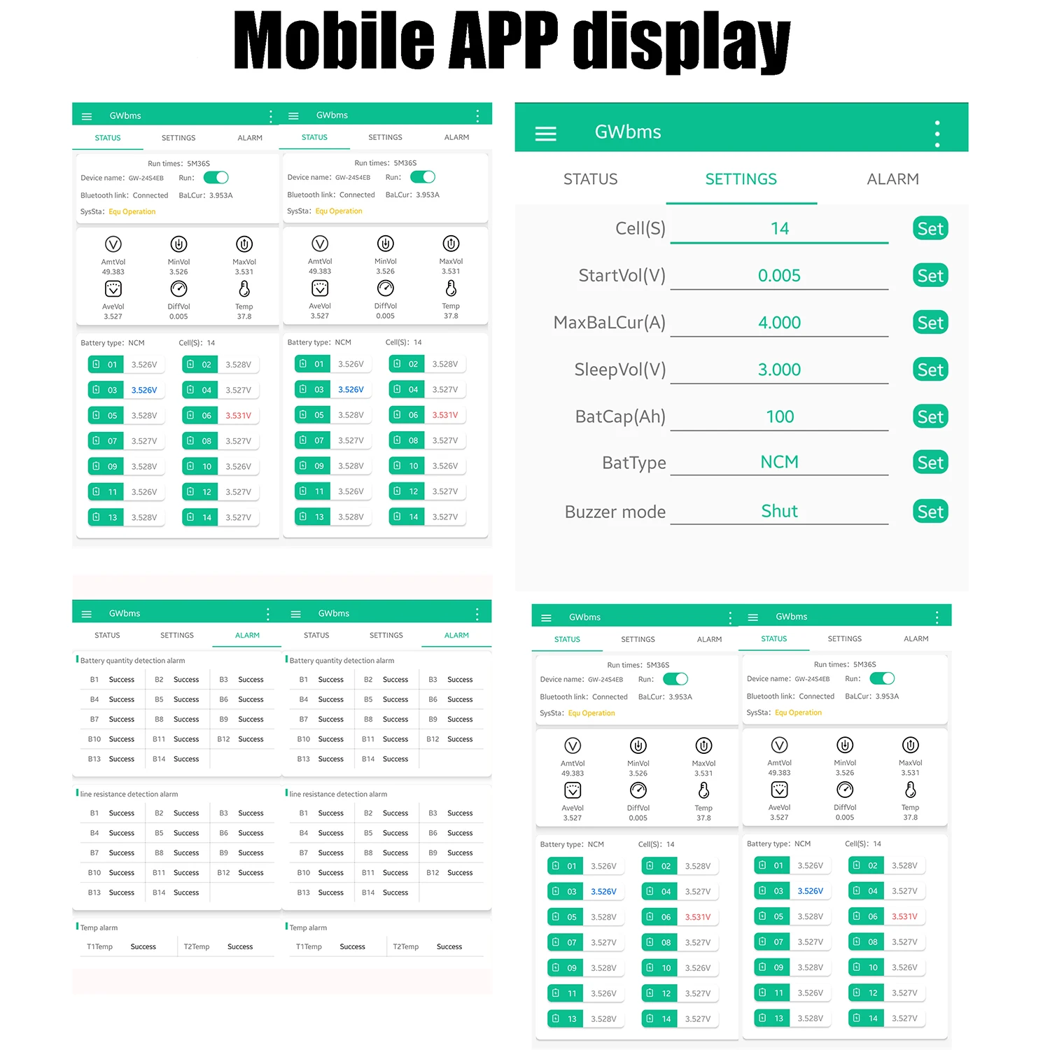 ​Smart Bluetooth 4A 8A 10A Active Balance 4S~24S Li-on Lifepo4 LTO lithium battery Equalizer 8S 14S 16S 24V 48V 60V BMS Balancer