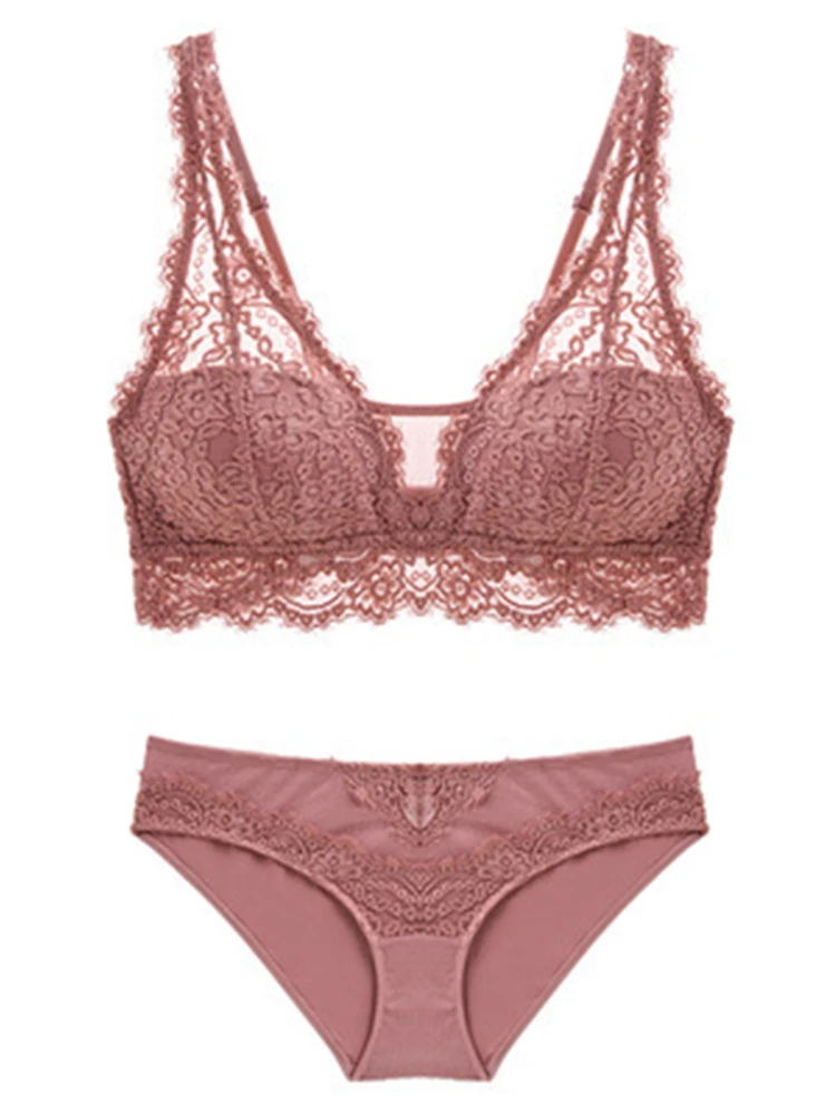 طقم حمالة صدر وسراويل داخلية مثيرة من الدانتيل بوش اب للنساء ، ملابس داخلية من الجاكار ، جيدة التهوية ، رقيقة ، عصرية