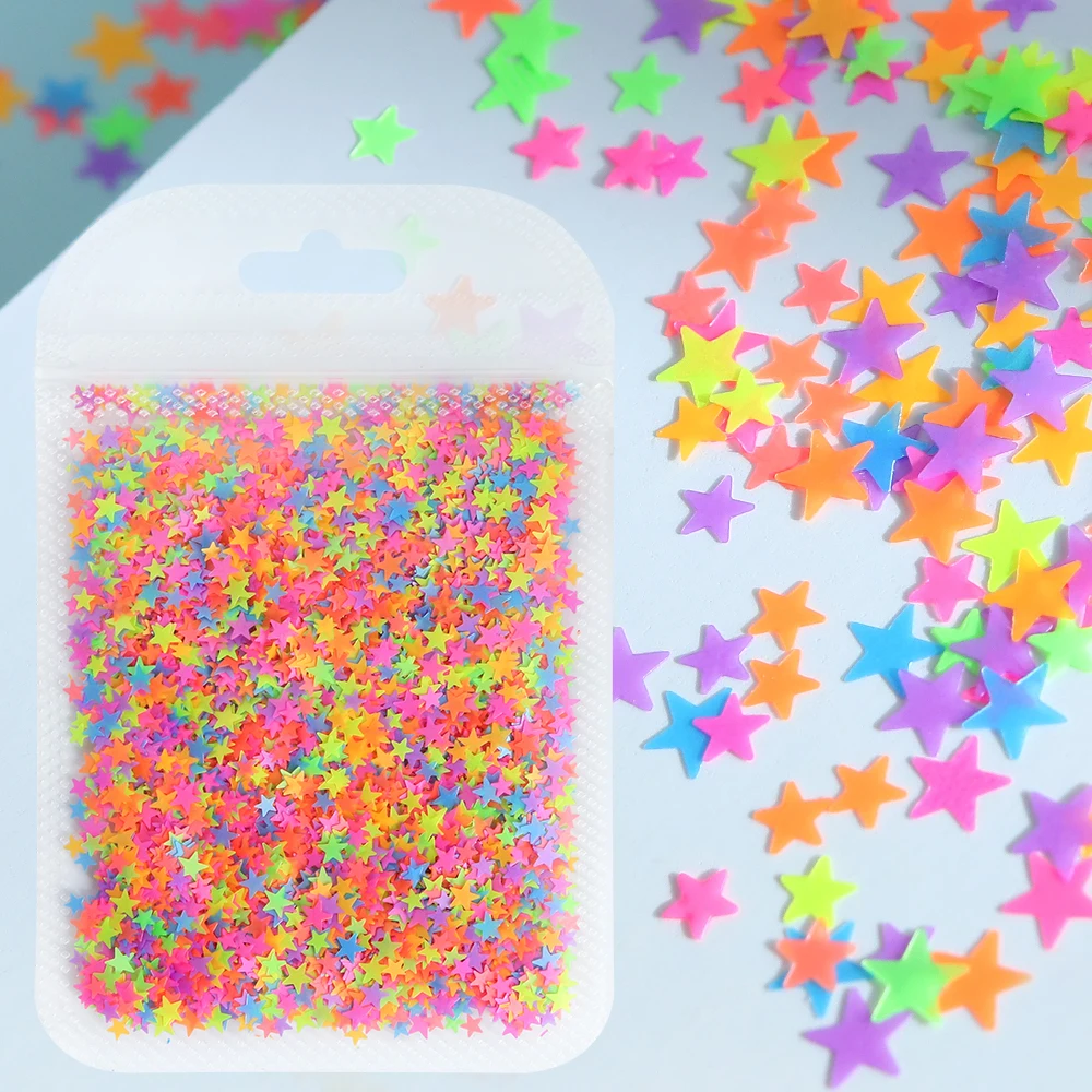 Fluorescent Stars Sequin Epoxy Resin Filling Silicone Mold Fillers Slime Glitter Flakes Crystal Mud Decoration DIY Crafts Making