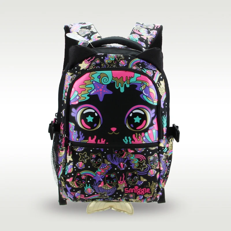 

Australia Original Smiggle Children's Schoolbag Female Cute Shoulder Backpack Black Cat Stationery 7-12 Years Old 16 Inch