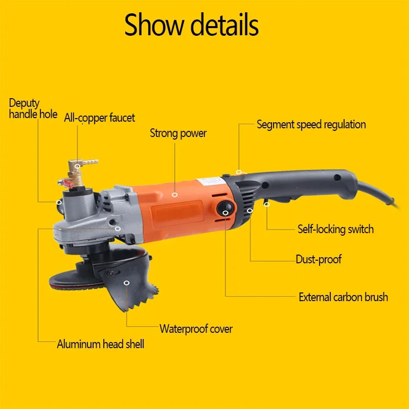 High-power Water Grinder Marble Water Grinder Ceramic Tile Floor Tile Stone Polishing Machine Water Injection Angle Grinder