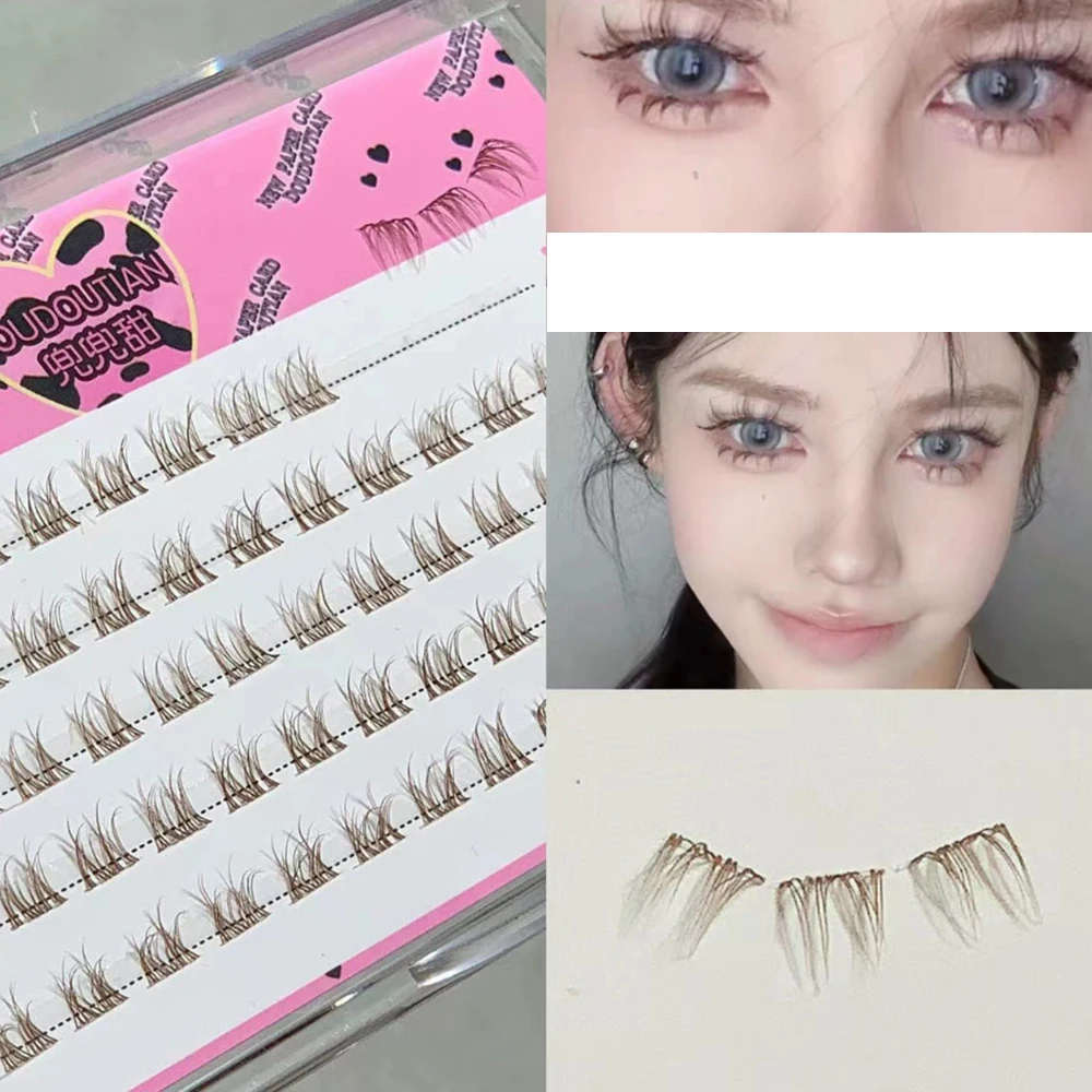 

5 Rows Brown Lower Eyelashes Single Cluster Lashes Natural Curled Fairy Bottom Eyelash Thai Girl Group Eye Makeup for Beginner