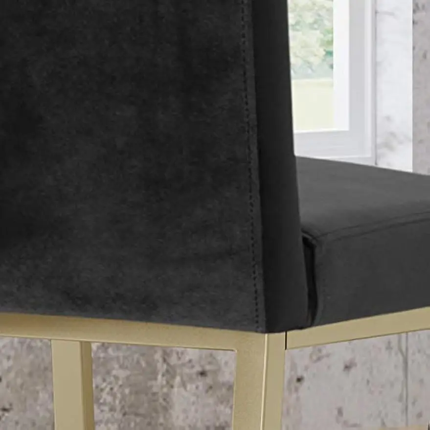 Lexi-Barstools Modern Velvet, Preto e Latão, Conjunto de 2