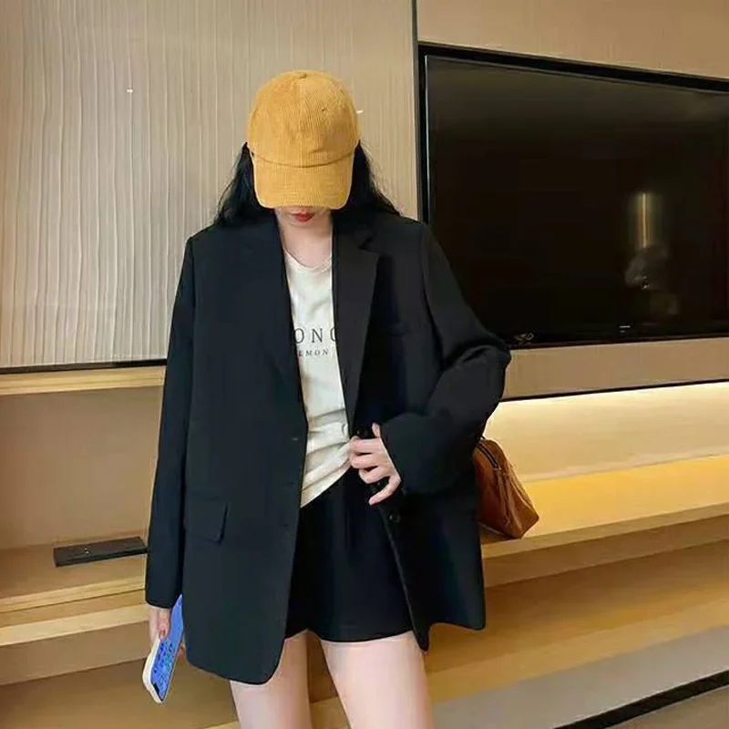 Blazers femmes Chic tempérament solide Harajuku cranté décontracté unisexe mode tout-match Ins automne bureau-look élégant nouveaux vêtements d'extérieur