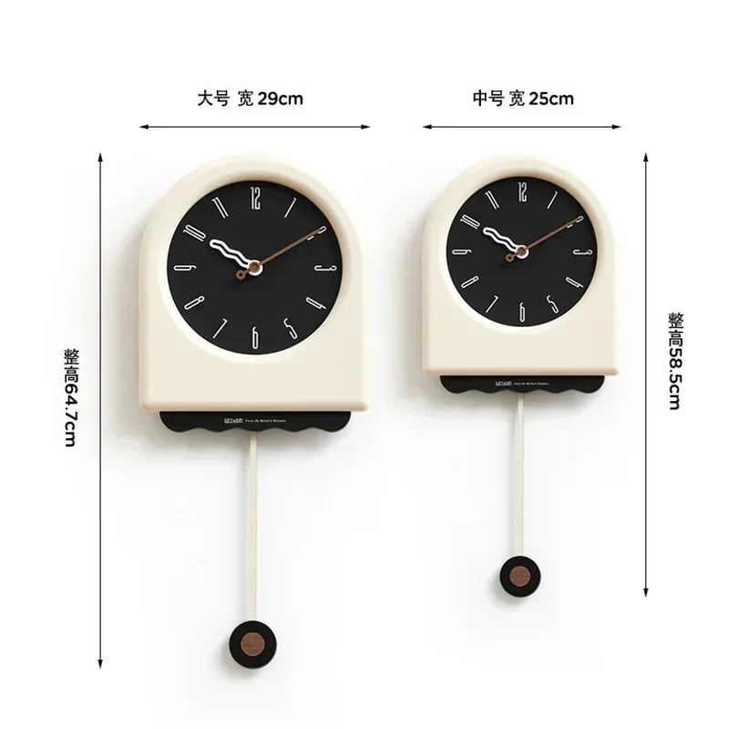 MOMO 2024 New Korea Cream Style Wall Clock Living Room Clocks Home Decor Digital Clocks Modern Design Swinging Pendulum Clock