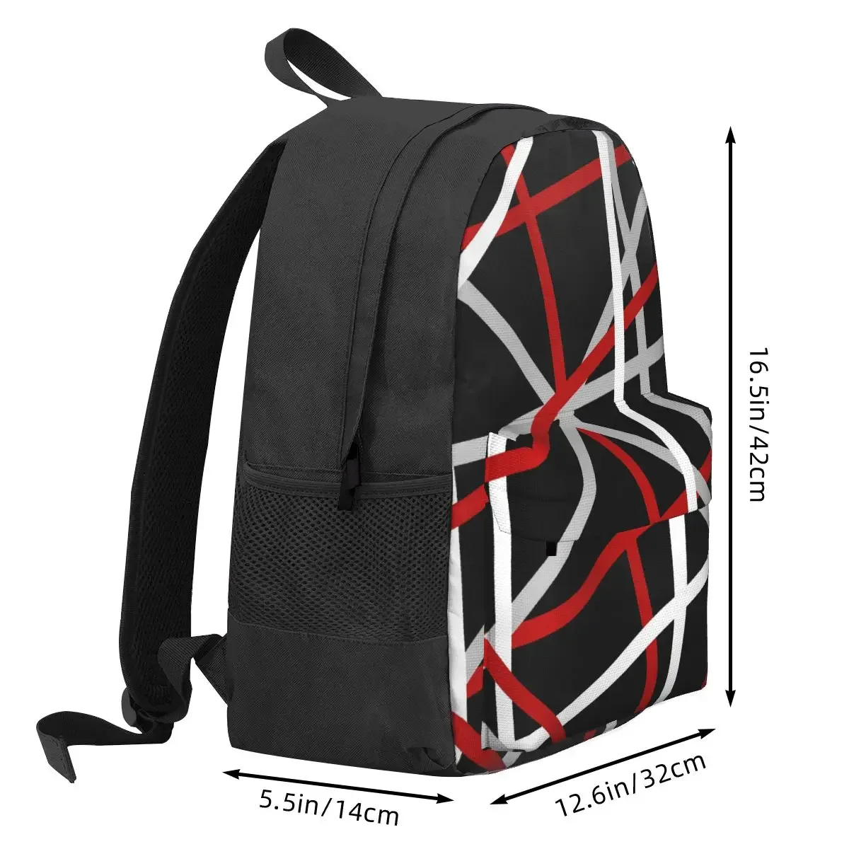Custom Bag Van Halen Backpack Male Abstract Lines Pattern Backpacks Polyester Novelty School Bags Trekking Design Rucksack