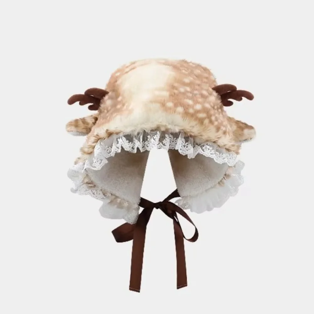 

Высококачественная осенне-зимняя шапка-пуловер со шнуровкой, утолщенная шапка для защиты ушей, сохраняющая тепло, новая рождественская плюшевая шапка с оленем