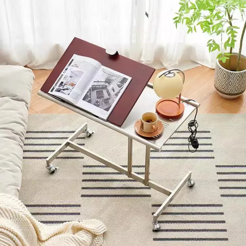 

Nordic Sofa Edge Table Movable Coffee Adjustable Piano Stand Computer Desk Solid Wood Corner Table Bedside Floor with Wheels