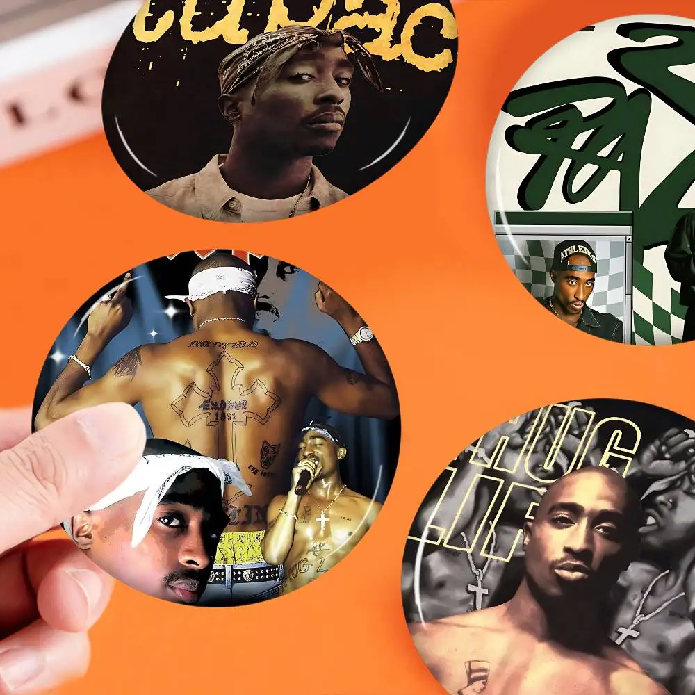 Hall of Fame rapper T-Tupac 2-2pac Creative Tinplate Soft Button Pins Animal Icon Brooch Lapel Backpack Badge Accessories Pin