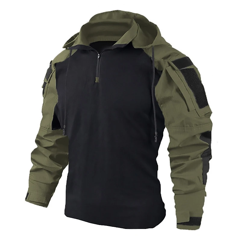 Tactical Combat Shirts Men Long Sleeve US Army CP Hiking T-shirt Camo Hooded Quick-dry CS Paintball T-Shirt Tops Wear-resisting view 5
