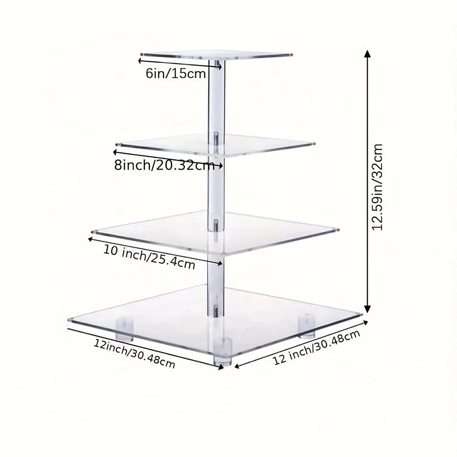 1 Set 4 Tier Cupcake Stand Acrylic Tower Display With LED Light Premium Holder Dessert Tree Tower For Birthday Cady Bar Décor We