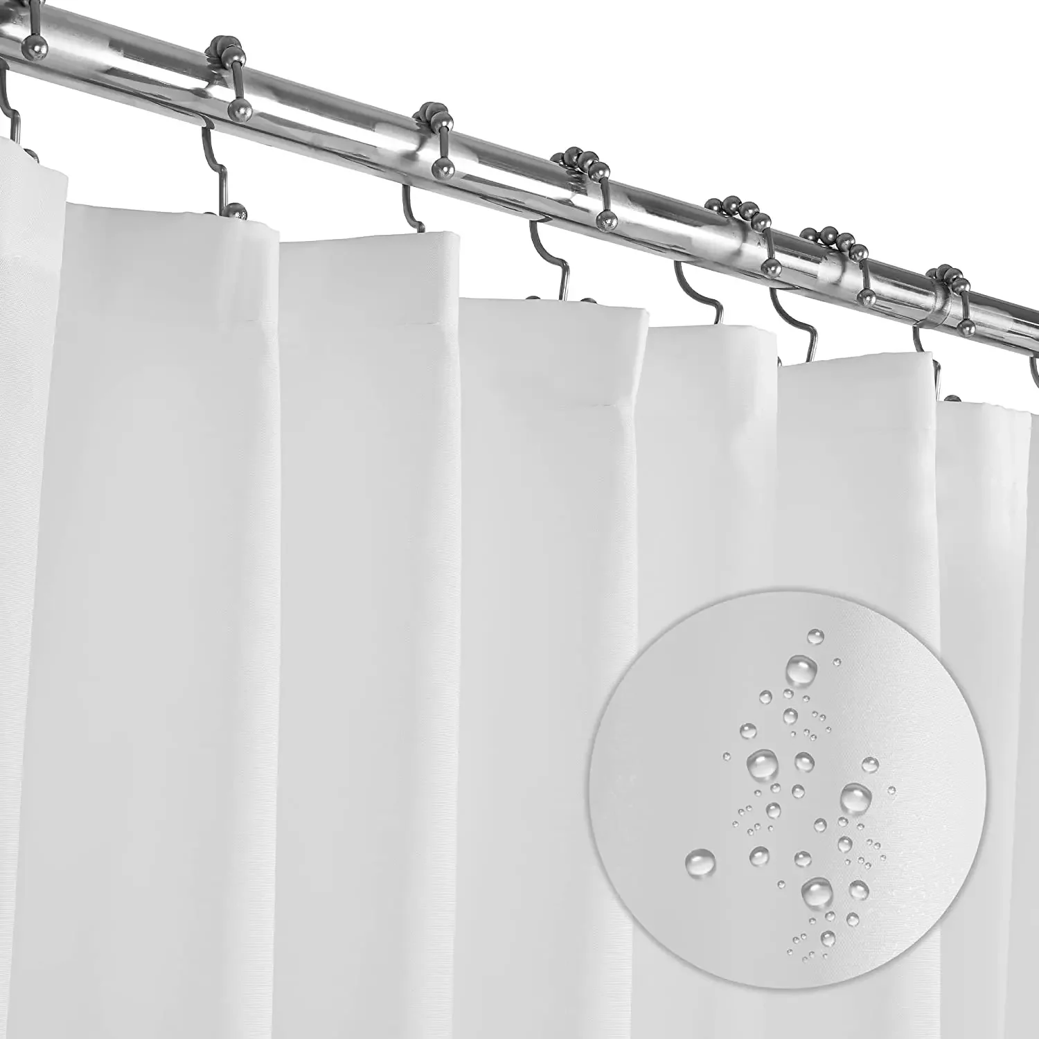 Hotel Bathroom Fabric White Heavy-duty Waterproof Shower Curtain 72 W X72 H