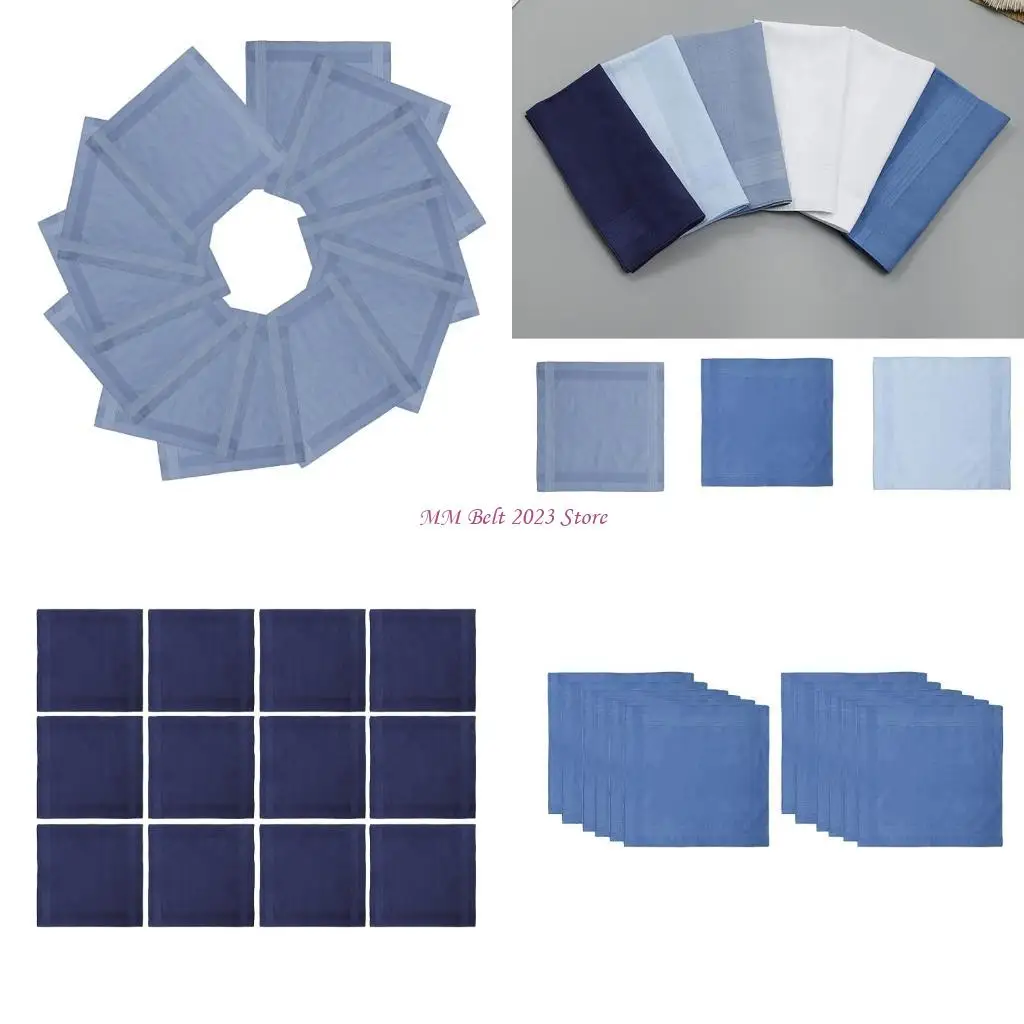 

49ME Cotton Handkerchiefs for Women and Men Pocket Square Handkerchief Multiuse High Absorb Sweat Wiping Handkerchief 12PCS