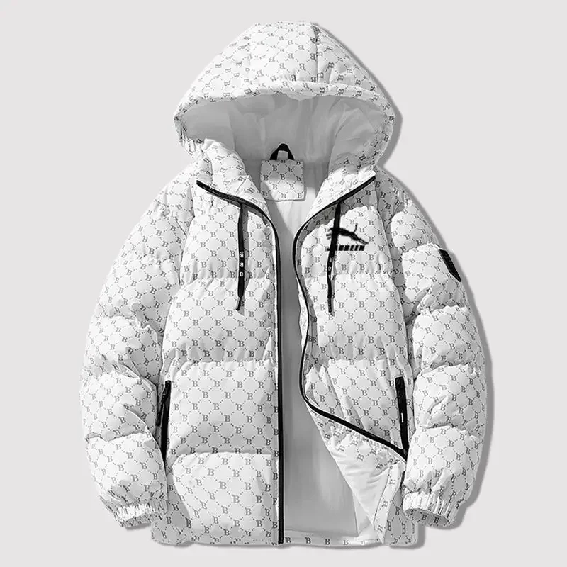 Winter New Male Fashion Hooded Cotton Jacket Fleece Lined Thick Warm Men Coat Korean Style Large Size Casual Versatile Outerwear