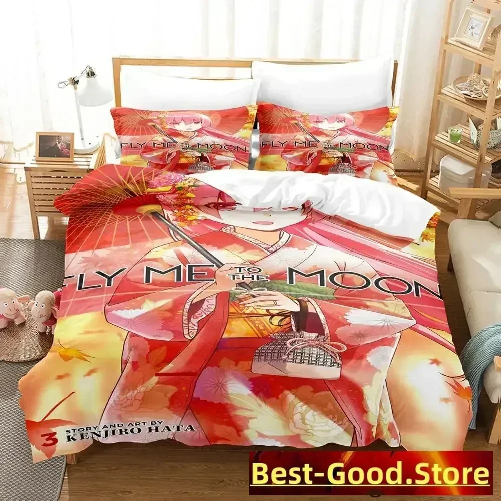 Fly Me to the Moon Anime parure Printed Bed Set Duvet Cover Pillowcase Bedding Set Linen Sheet Quilt Cover Full Queen King Size