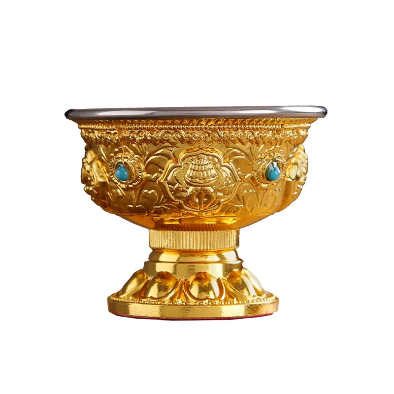 Jinghong Eight Treasures Buddha Front High Foot Water Cup Holy Water Purin Cup Wealth Protector Cup Offering Cup Seven...