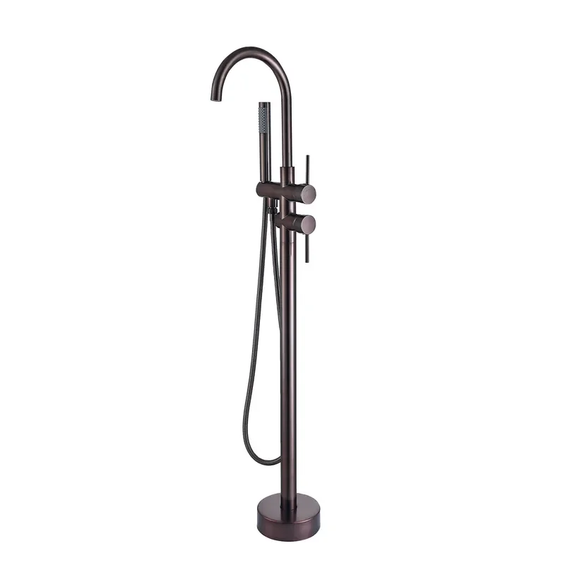 Modern Stainless Steel Freestanding Mixer Faucet Matte Black Handheld Rain Shower Two Functions Polished Hotels view 6