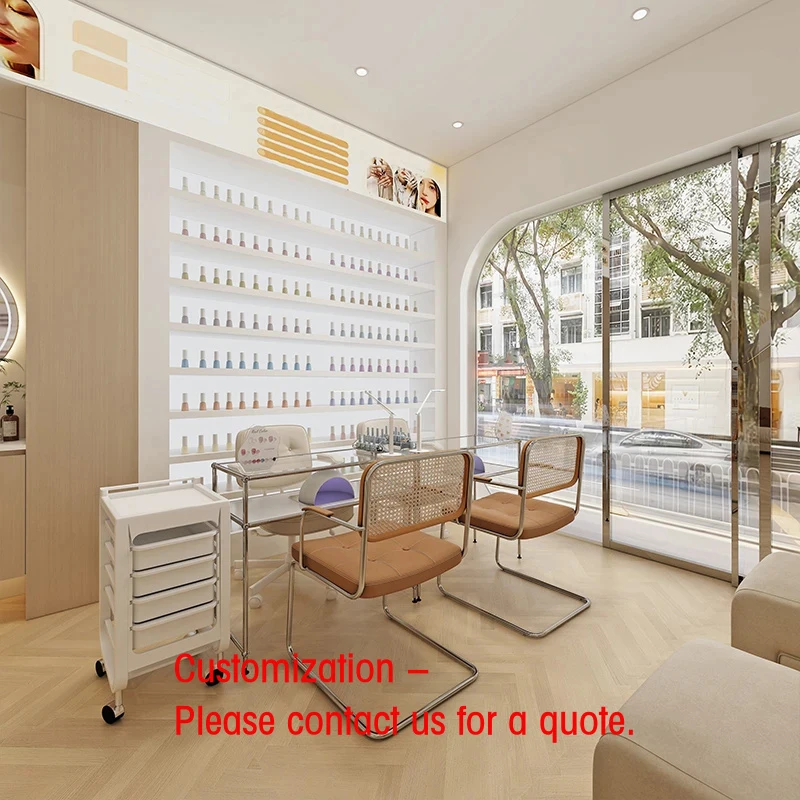 custom.Nail Salon Display Cabinet Nail Beauty Table with Drawers Multifunction Manicure Pedicure Station Compact Beauty Salon Fu