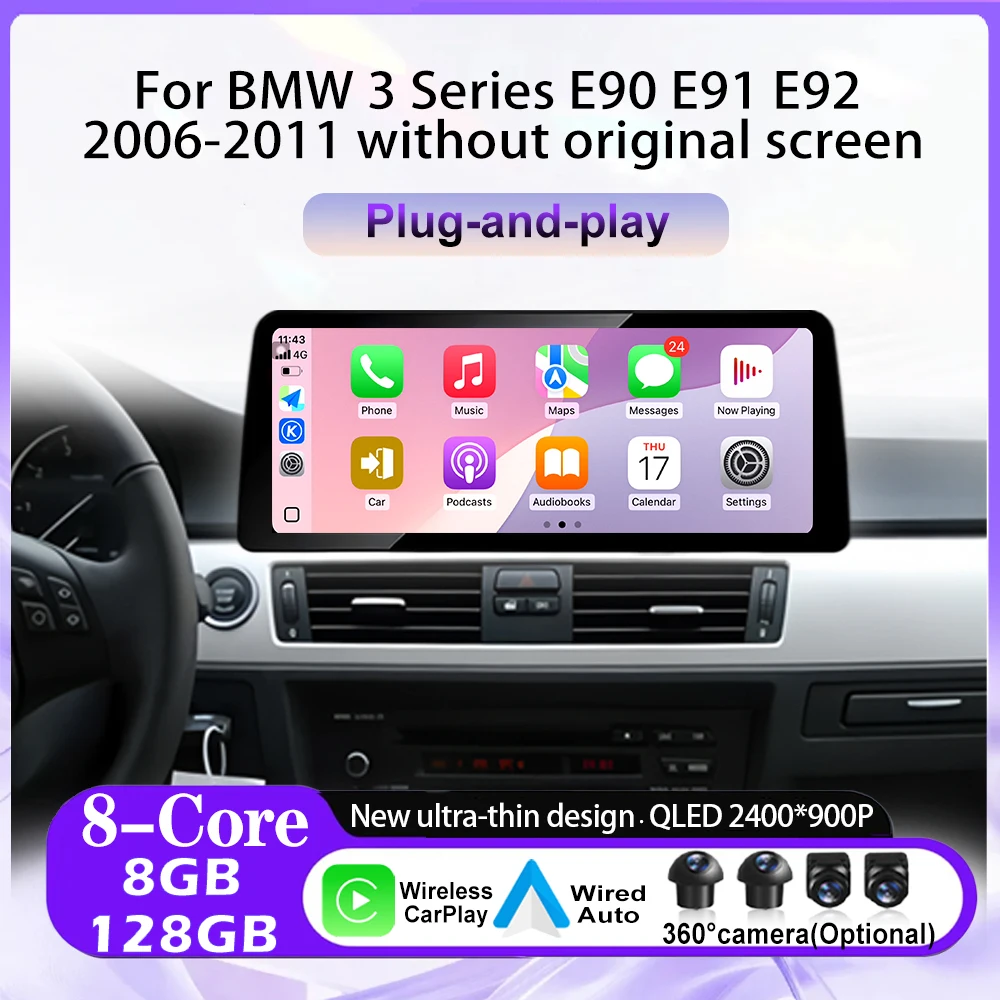 Car Auto Wireles Carplay For BMW 3 Series E90 E91 E92 2006-2011 Radio Stereo Multimedia Video Player GPS Navigation BT DSP
