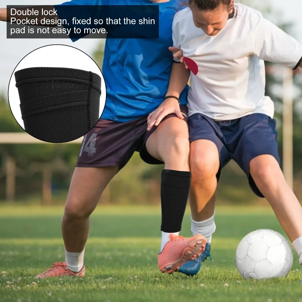 2pcs Polyester Soccer Shin Sleeves Breathable Elastic Compression Calf Sleeves Mesh Double Layer Soccer Shin Guard Socks