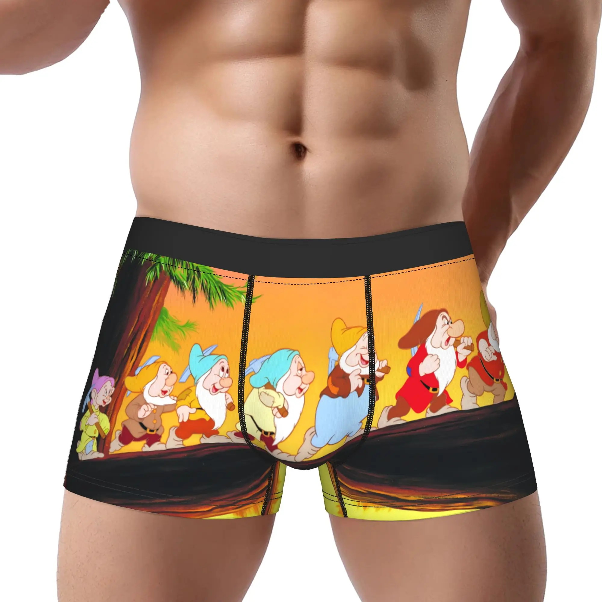 

1 шт. Мужские трусы-шорты с персонажами из мультфильма «Белоснежка и семь гномов»: Док, Грумпи, Хэппи, Снизи, Башфул, Допи.