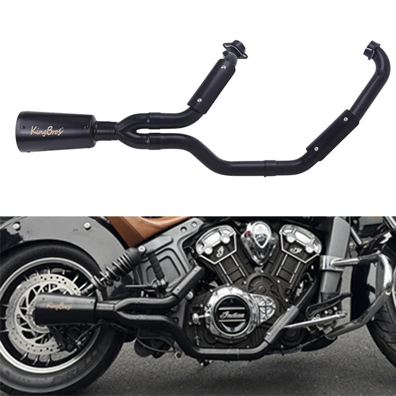 Slip On For INDIA Scout Sixty Bobber 2015-2024 Twenty Rogue Icon Black Exhaust System Link Pipe Header Mid Tail Muffler Tips