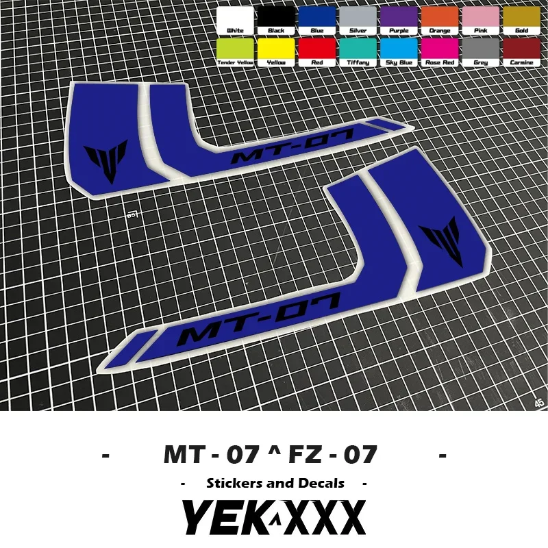 For YAMAHA MT07 FZ-07 Fuel Tank Curve Shell Sticker Decal Solid Color Motorcycle Fairing Shell Sticker Decal MT-07 FZ07