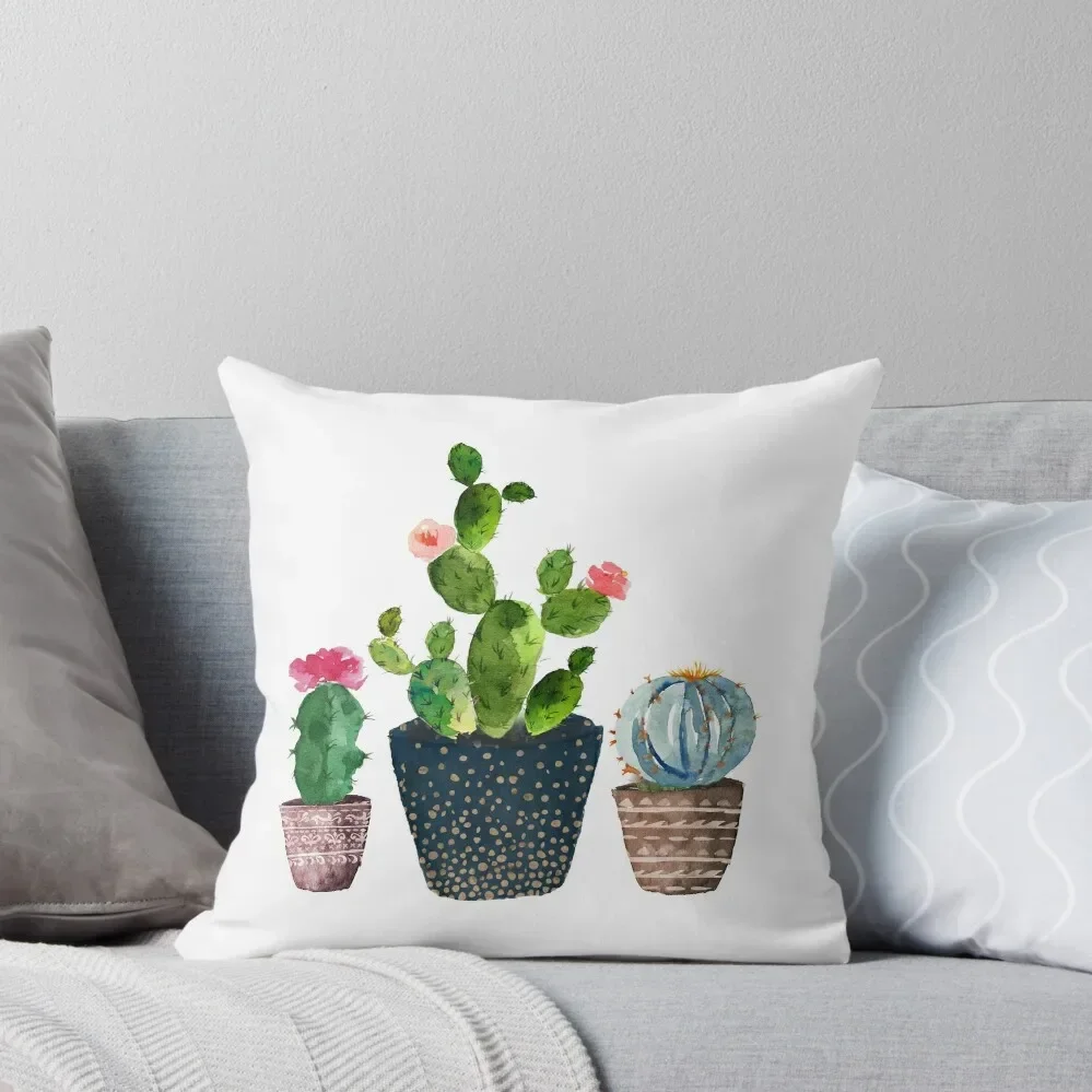 

Watercolor hand painted Cactus trio Throw Pillow Sofa Cushions Covers Luxury Living Room Decorative Cushions Sofas Covers Pillow