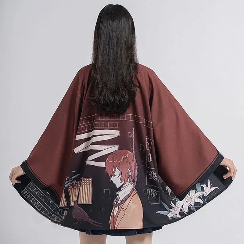 Anime Bungo bezpańskie psy Dazai Osamu przebranie na karnawał Haori Nakahara Chuuya topy koszula mężczyźni kobiety Harajuku styl japoński Kimono