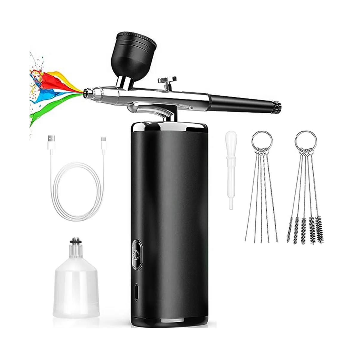 

Portable Rechargeable Wireless Airbrush with Compressor Double Action Spray Gun for Face Beauty Nail Art,Black