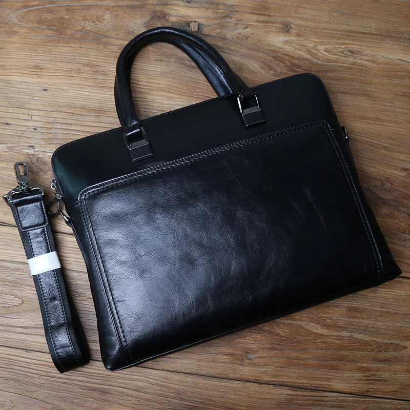 Nzpj Vintage Echt leder Herren Aktentasche natürliche Rindsleder horizontale Handtasche Business Umhängetasche lässige Computer tasche – Detail 20