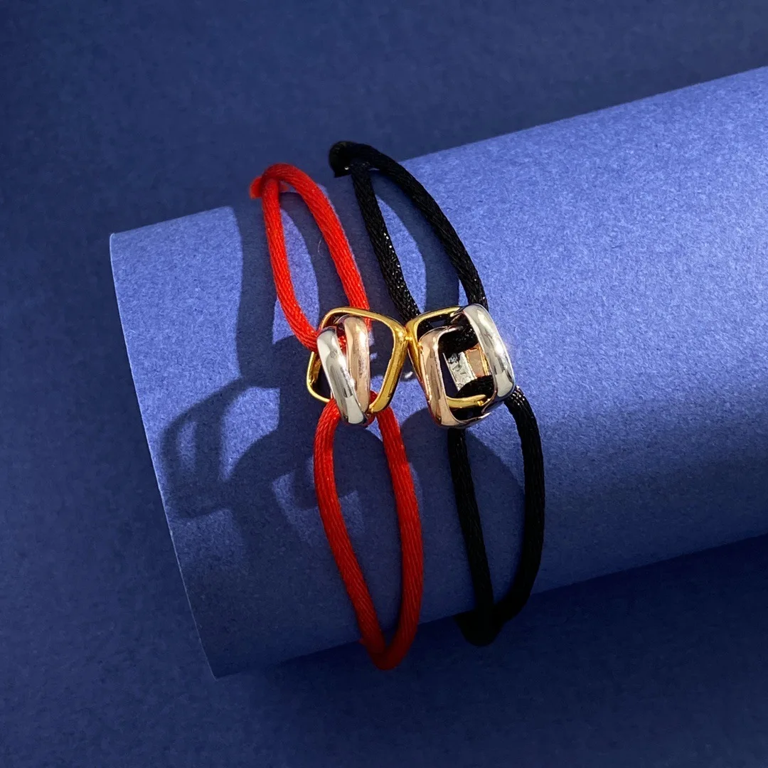 سوار ثلاثي من الفولاذ المقاوم للصدأ للنساء ، نسج قابل للتعديل ، حبل قطن ، ثلاثي الألوان ، مجوهرات ماركة أزياء ، بيع بالجملة ، 22 لونًا