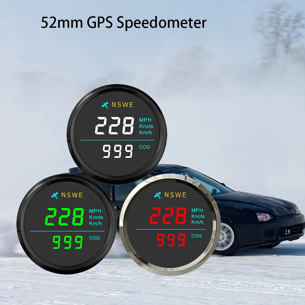 RHAXEL 52mm Universal GPS Speedometer 0-999 km/h Knots mph with Compass 12V 24V for Marine Boat (LCD Doesn't Show Odometer)