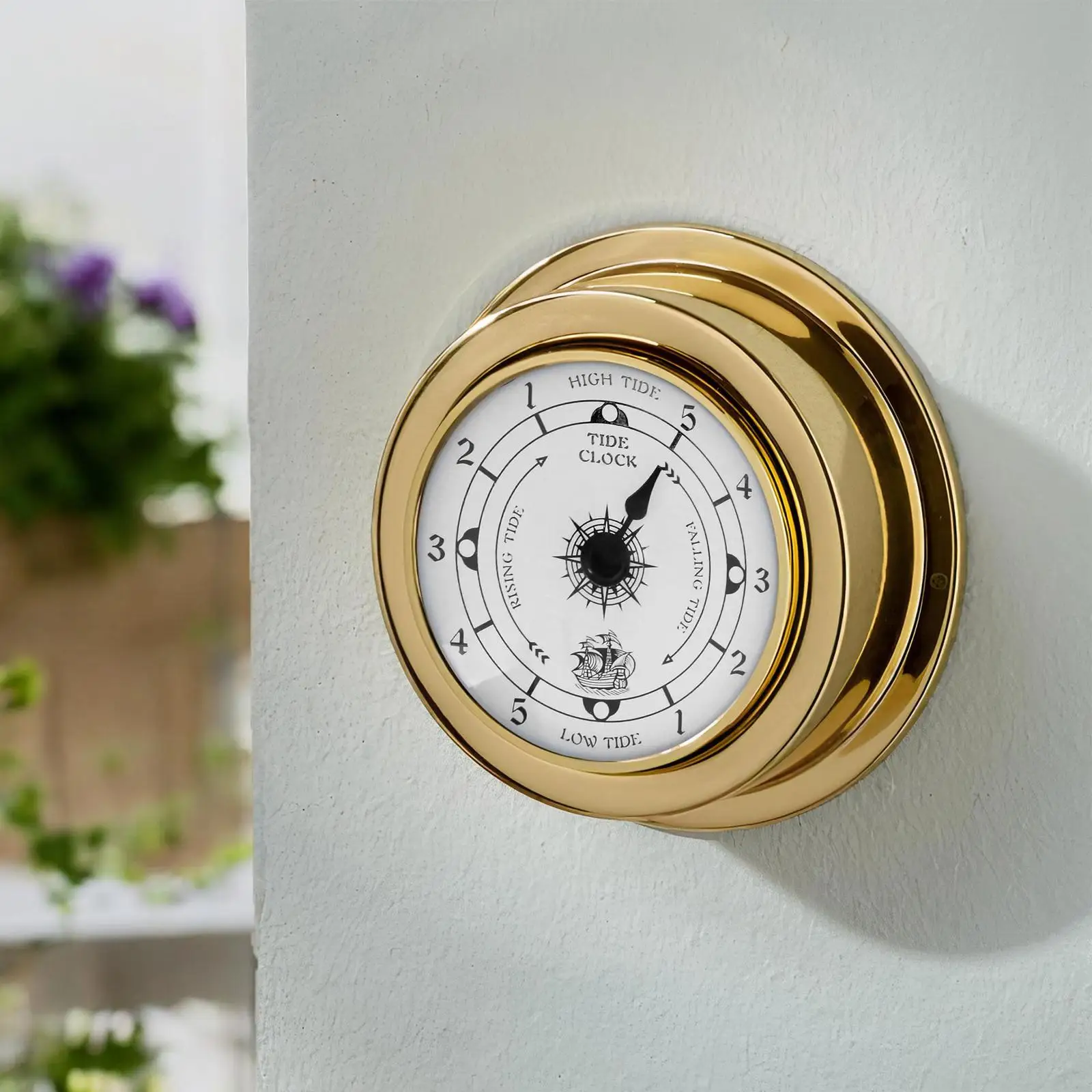 Orologio Da Parete Nautico A Forma Di Ruota Di Nave Con Ancora – Legno, Decorazione Marinara Per Casa - 5