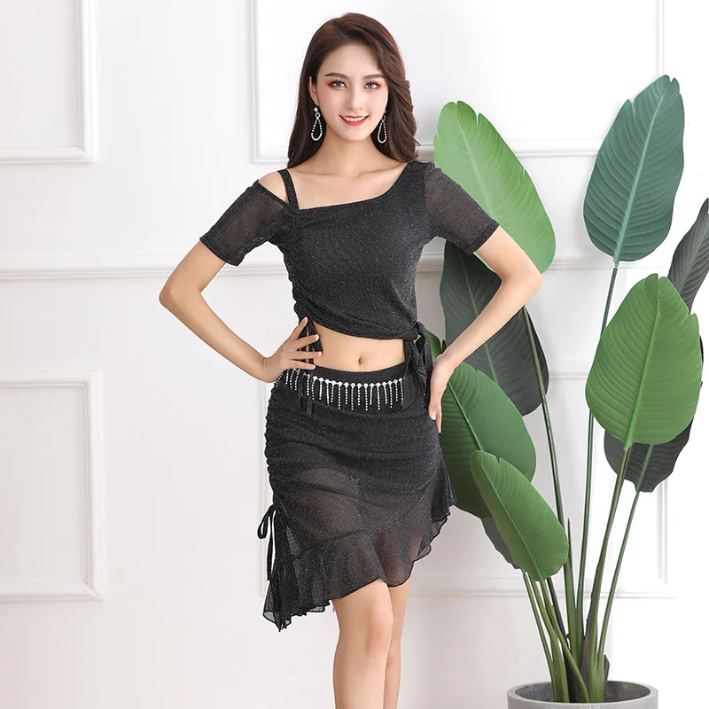 Frauen elegante Bauchtanz Top Split Rock Trainings anzug Erwachsenen orientalischen Bauchtanz Performance Kleidung Set Dance wear Lektion tragen