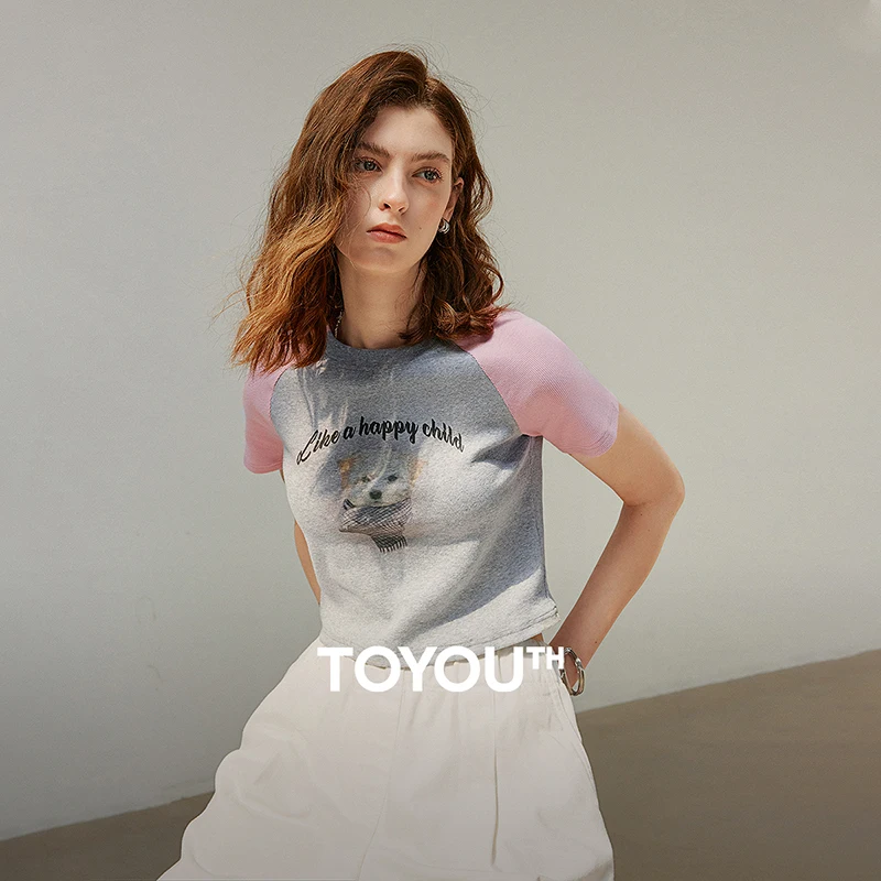 

TOYOUTH женская футболка с коротким рукавом, лето 2025, новые повседневные топы 8521032