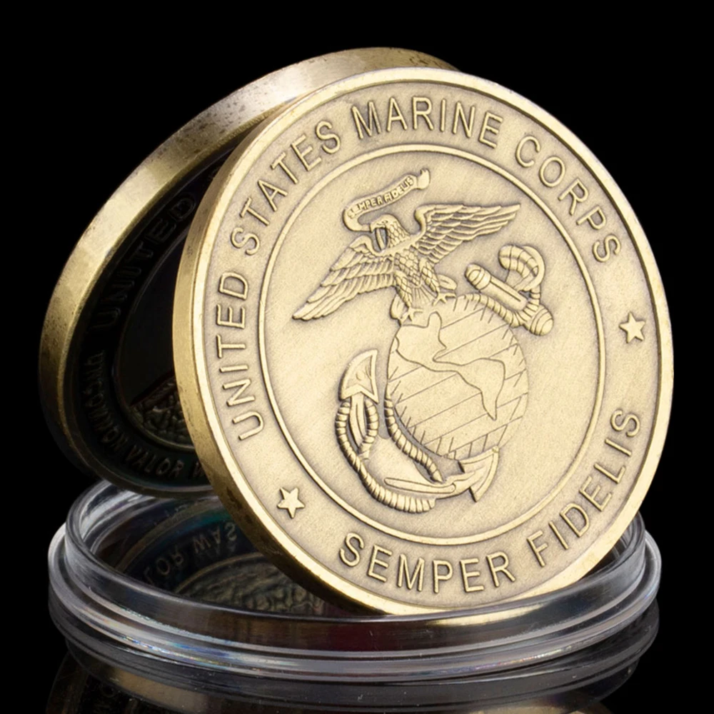 U.S. Marine Corps Uncommon Valor Was A Common Virtue USA Army Core Value Challenge Coin Collection Gift