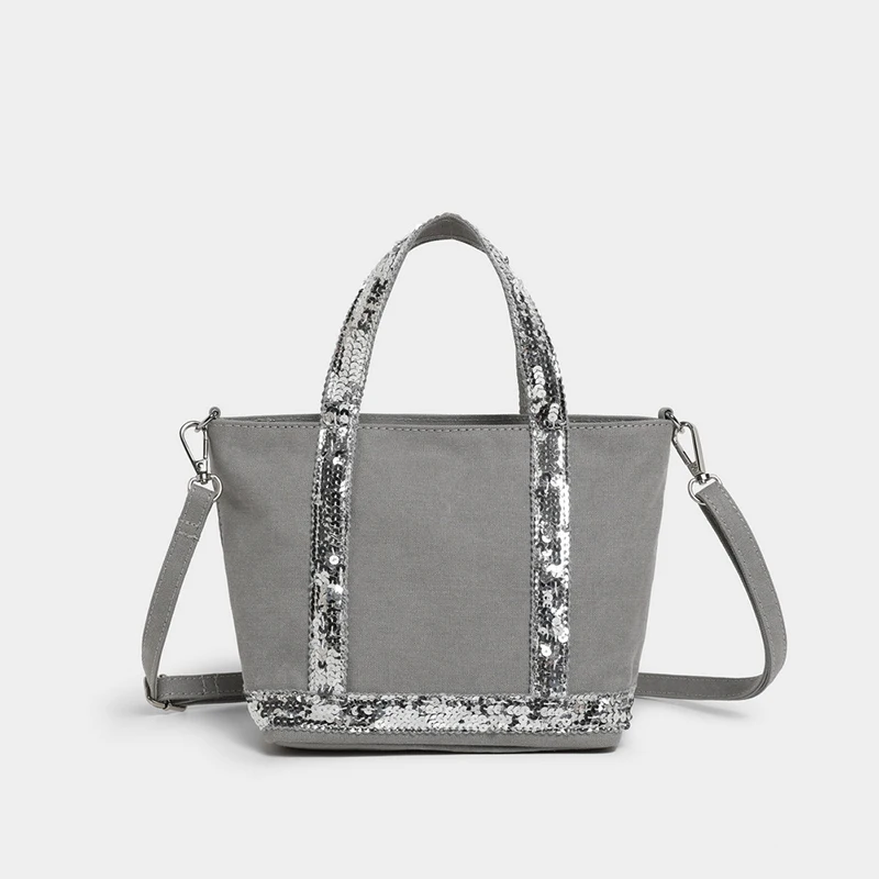 

Sequin Canvas Crossbody Shoulder Bag,Contrast Color Women Bucket Tote Bag,Designer Commuter Everyday Handbag,Vintage Sling Bag
