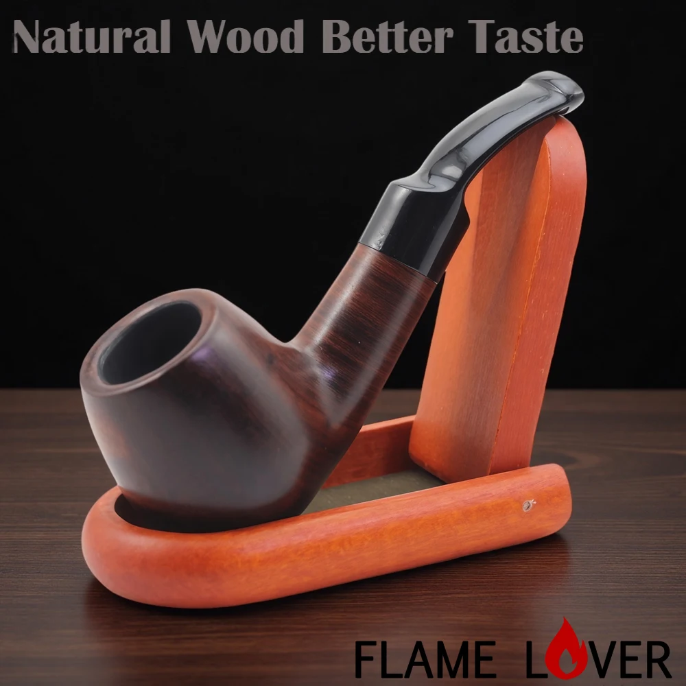 Flame Lover Natural Red Wood Rosewood Handmade Smoking Pipe With 9mm Filters Wooden Cigarette Accessory For Men Gift XHD101