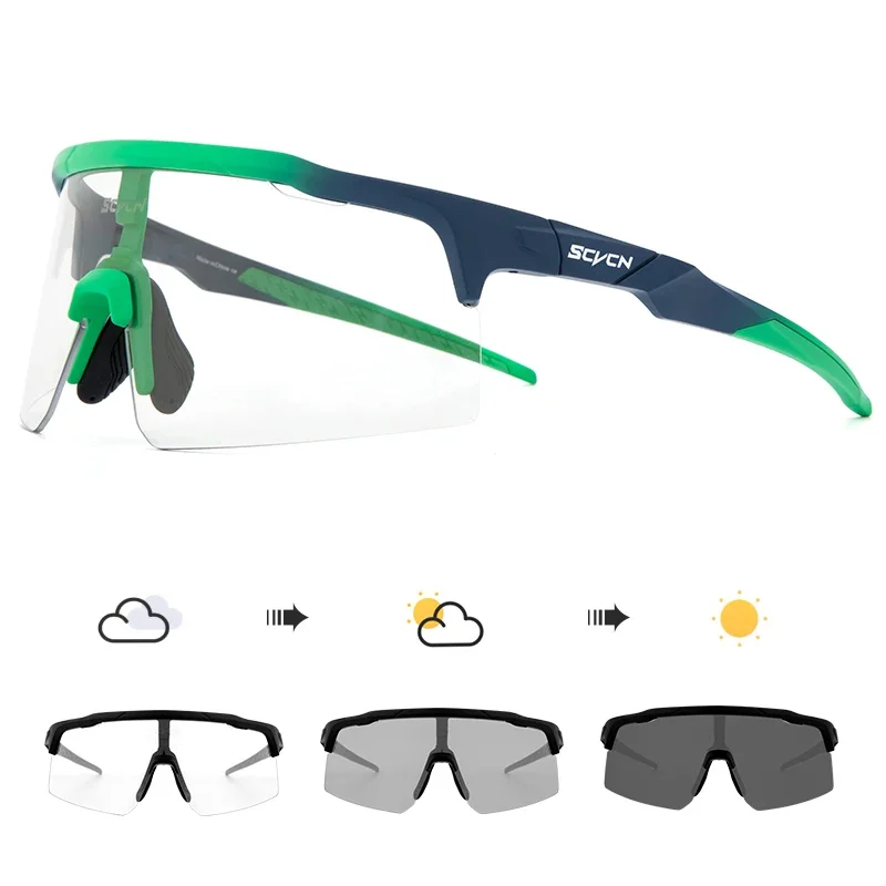 New Cycling Red Blue Photochromic Glasses Outdoor Sports Running Men\'s Sunglasses Road MTB Bicycle Goggles Women Bike Eyewear