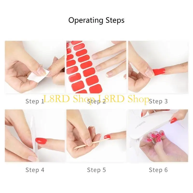 L8RD 16Pcs Wraps Polish Strips Adhesive Polish Sticker Gel Strips